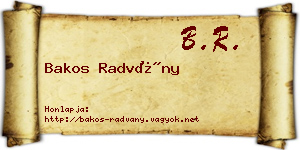 Bakos Radvány névjegykártya